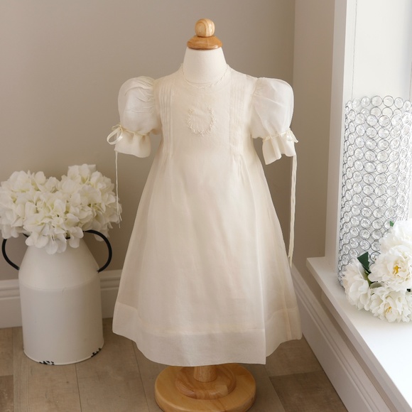 EXTREMELY RARE Strasburg Dress Heirloom Ecru Ivory Silk Embroidery Flower Girl - Picture 4 of 7